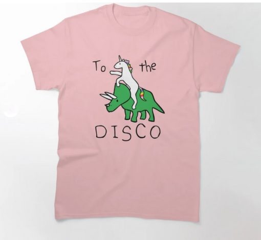 To The Disco-Unicorn Riding Triceratops T-Shirt thd