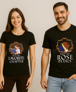 Beauty And The Beast Rose Petals Couples T-Shirt