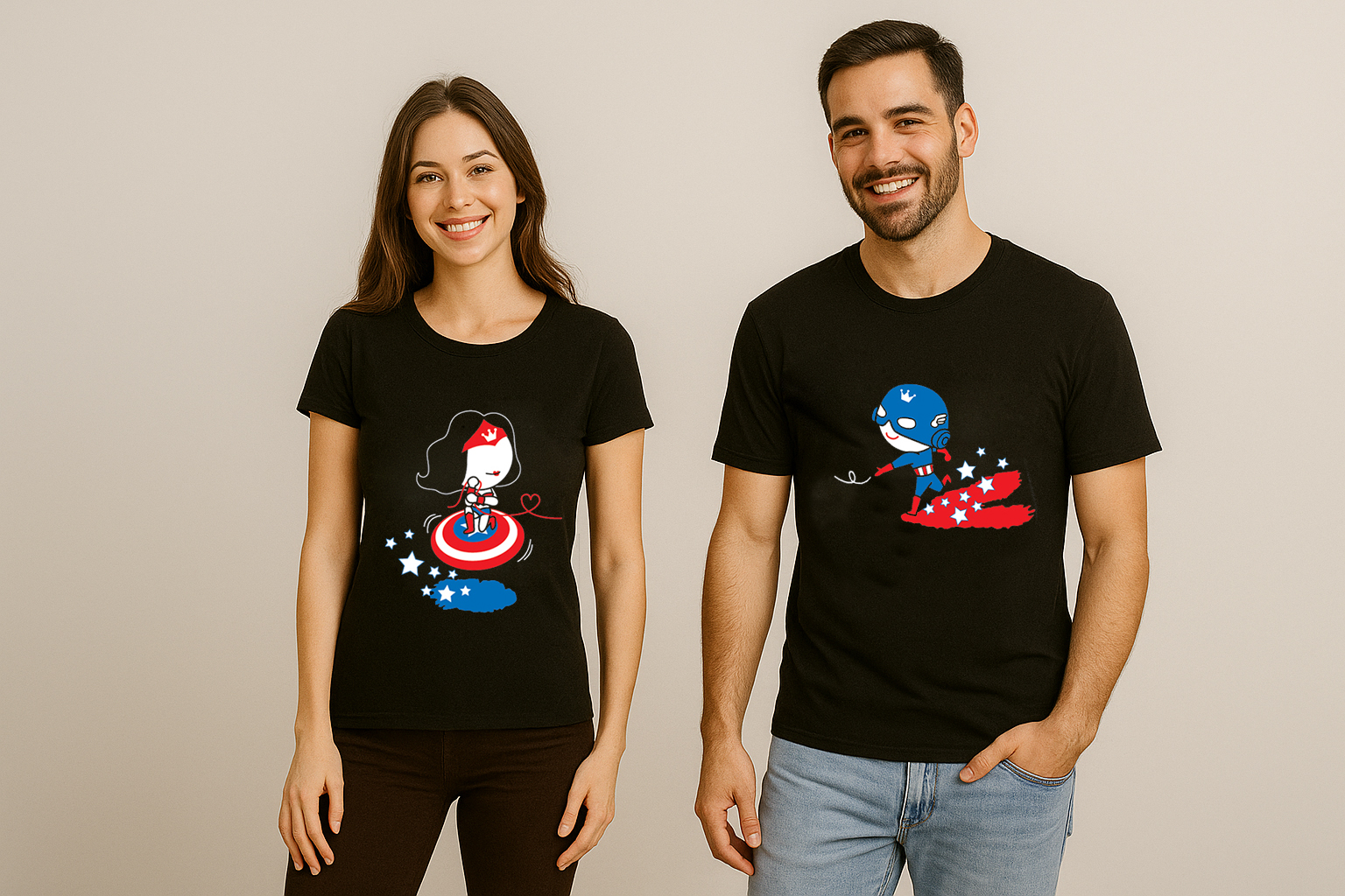 BoldLoft Captain Wonder Couple T Shirt