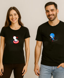 Cool Graphics Captain Wonder Funny Couple T-shirt