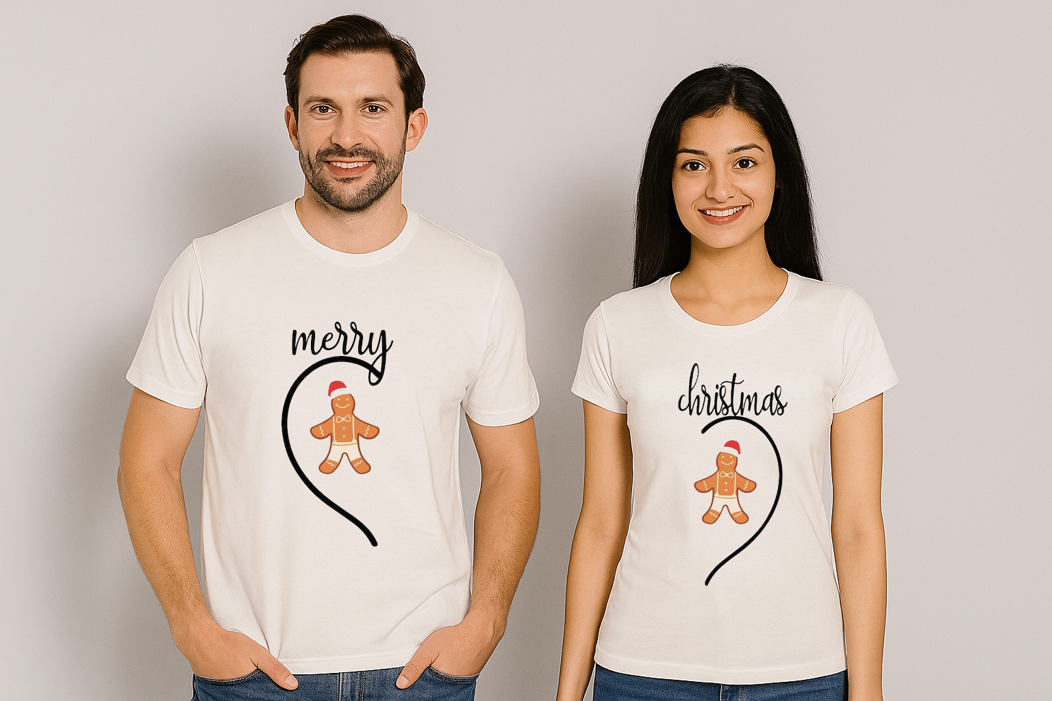 Matching couple Merry christmas T shirt