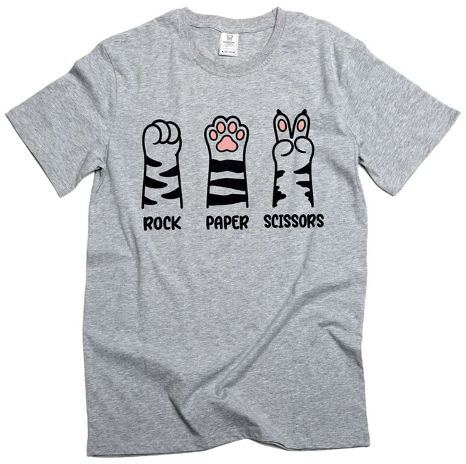 Rock Paper Scissors Tee Funny Cat Paw T Shirt