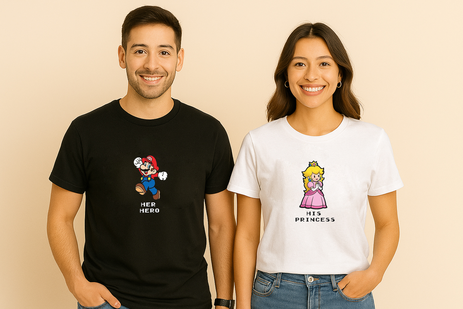 Her Hero His Princess Super Mario Couple T Shirt